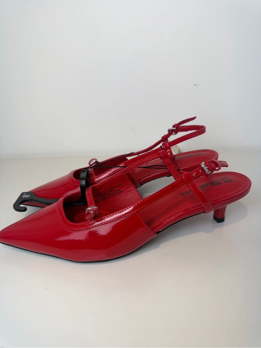 No Boundaries Red Patent Slingback Pointed Kitten Heels